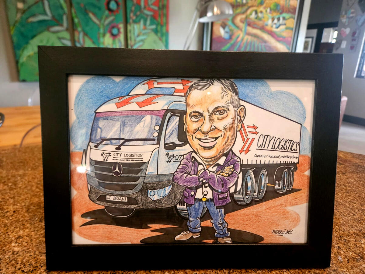 Truck Caricature Framed Pierres Art